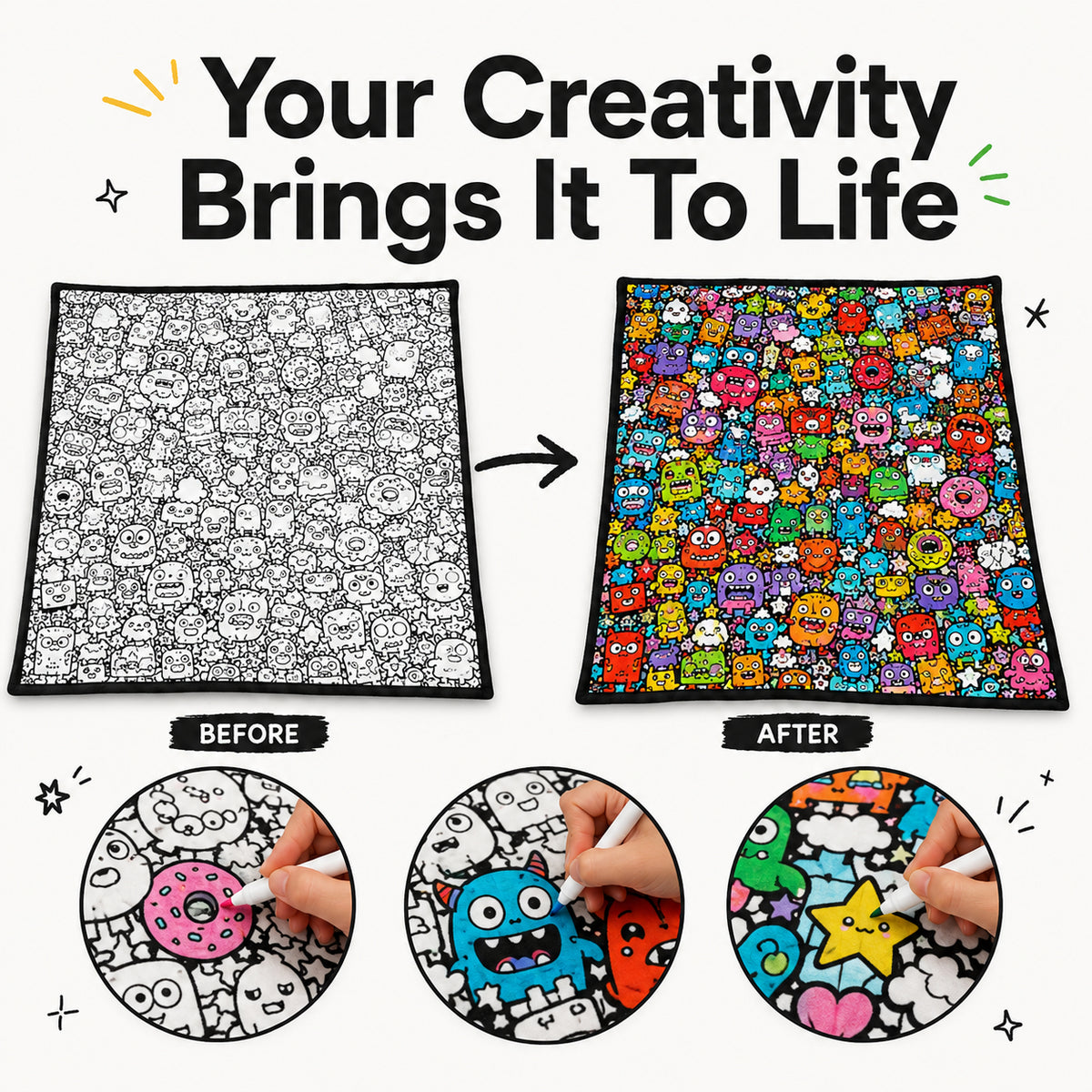 Color-It-Yourself Cozy Blanket & 24 Fabric Marker Set