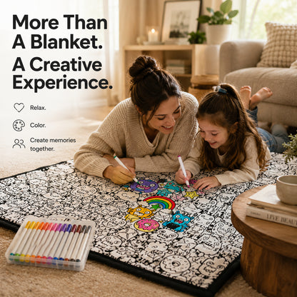 Color-It-Yourself Cozy Blanket & 24 Fabric Marker Set