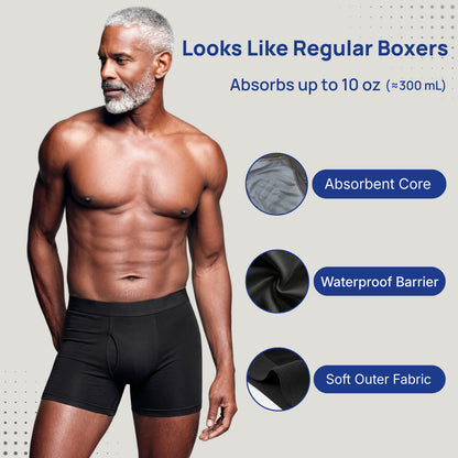 Men’s Ultra-Absorbent Incontinence Boxer Briefs