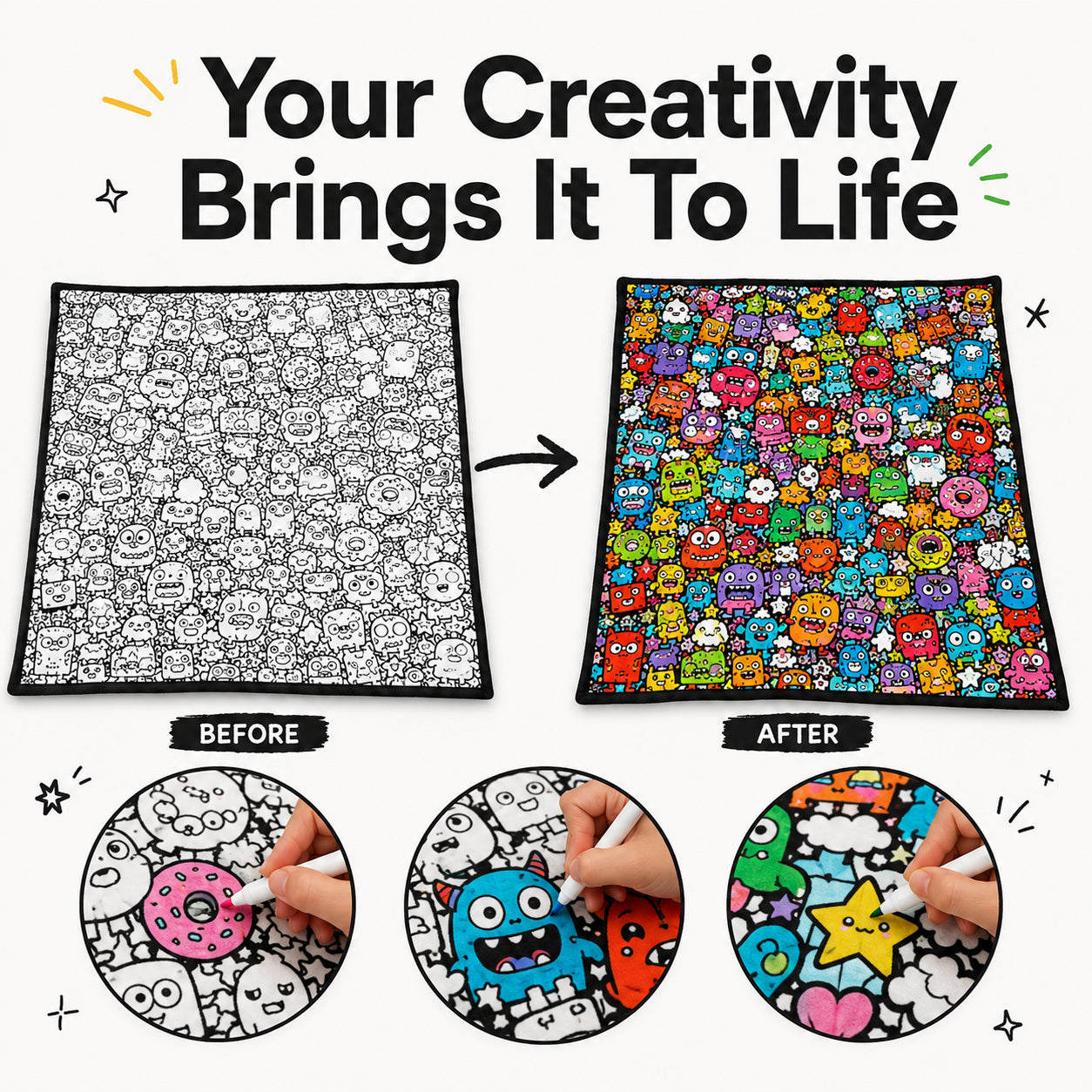 Color-It-Yourself Cozy Blanket & 24 Fabric Marker Set
