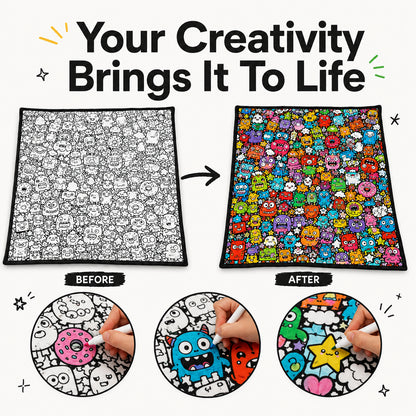 Color-It-Yourself Cozy Blanket & 24 Fabric Marker Set