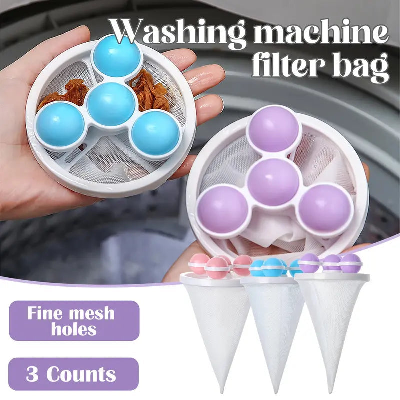 🔥 Flash Sale:Pet Hair & Lint Catcher – Reusable Floating Filter Bag – 3-Pack