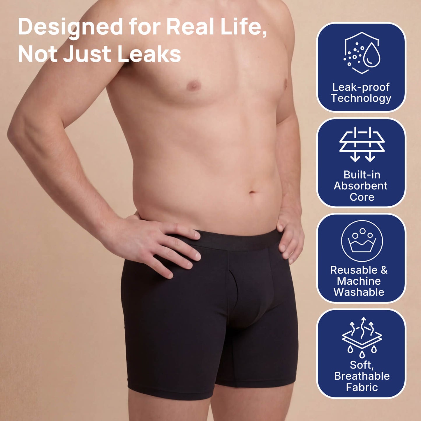 Men’s Ultra-Absorbent Incontinence Boxer Briefs