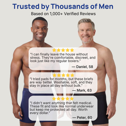 Men’s Ultra-Absorbent Incontinence Boxer Briefs