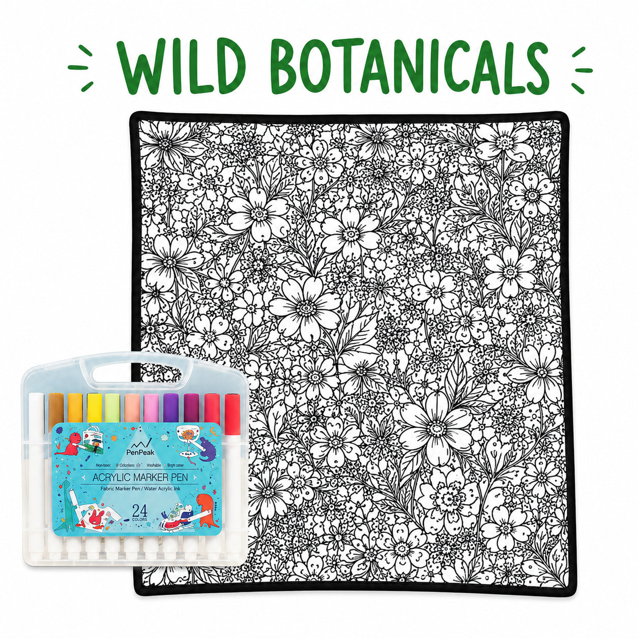 Color-It-Yourself Cozy Blanket & 24 Fabric Marker Set