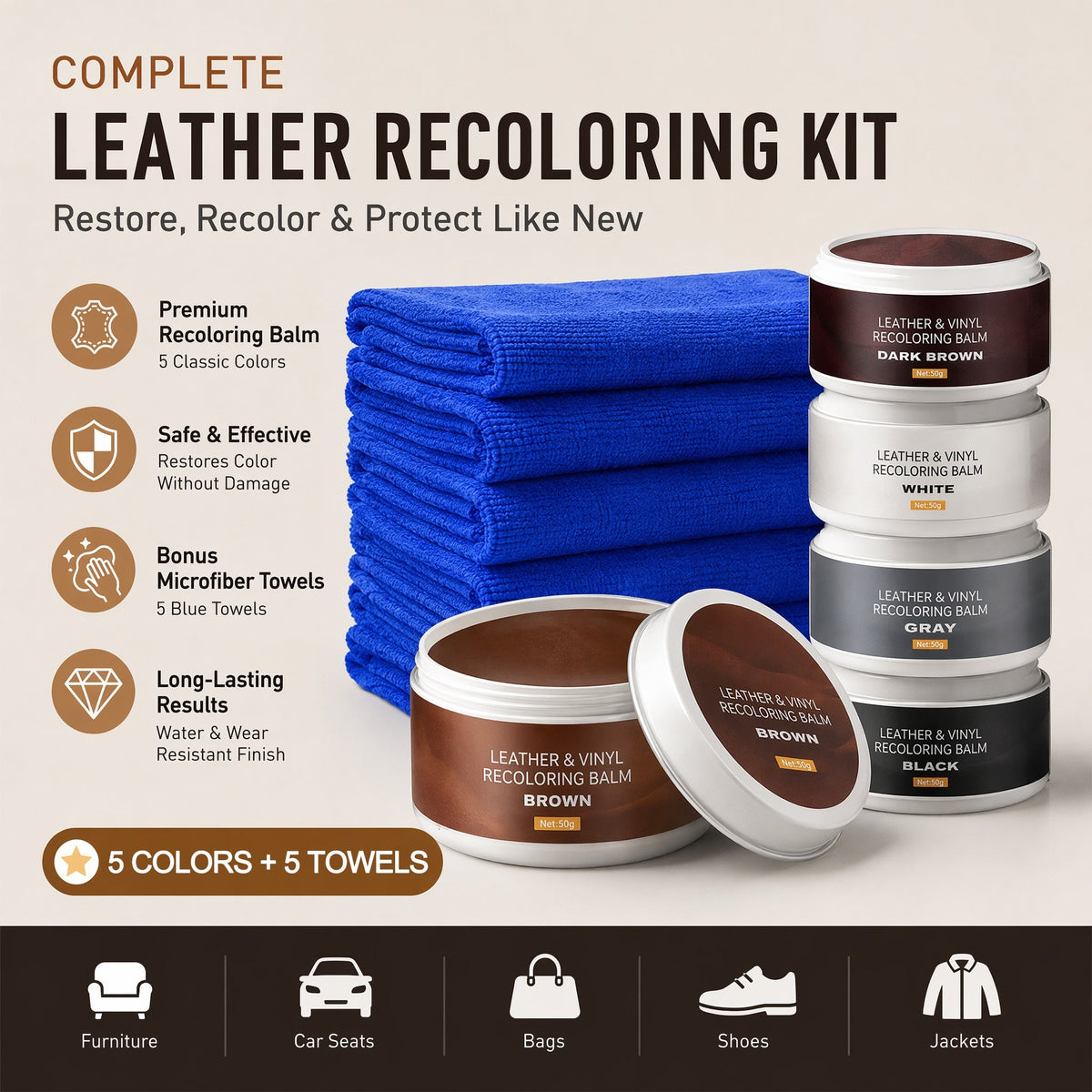 Premium Leather Repair Paste – Easy Scratch & Scuff Repair
