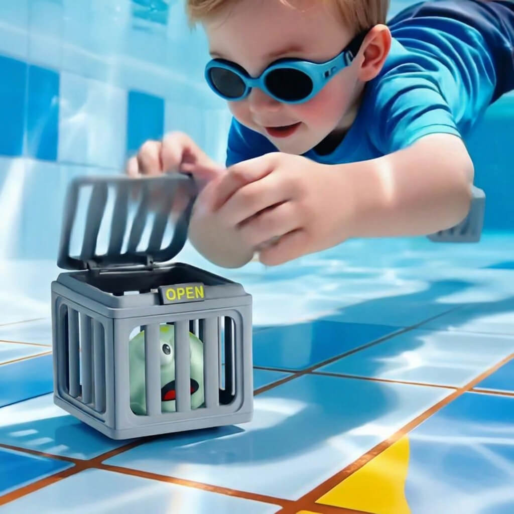 Underwater Ocean Rescue Mission – Diving Pool Game with 6 Interactive Sea Animals & Floating Rescue Cages