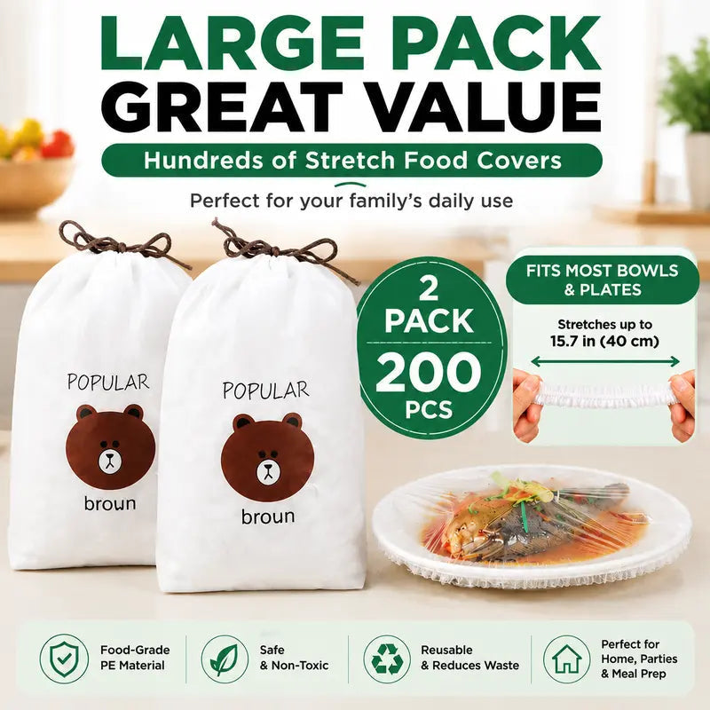 100PCS Plastic Bowl Covers – Elastic Reusable Food Wrap