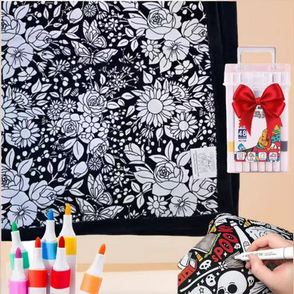 Color-It-Yourself Cozy Blanket & 24 Fabric Marker Set