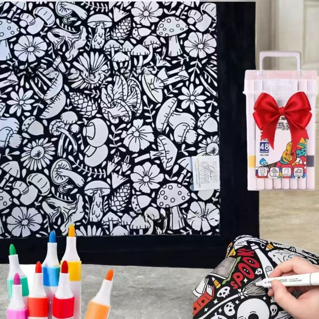 Color-It-Yourself Cozy Blanket & 24 Fabric Marker Set