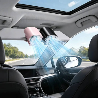 Portable LED Car Clip-On Fan – 360° Rotation & Stepless Speed Control