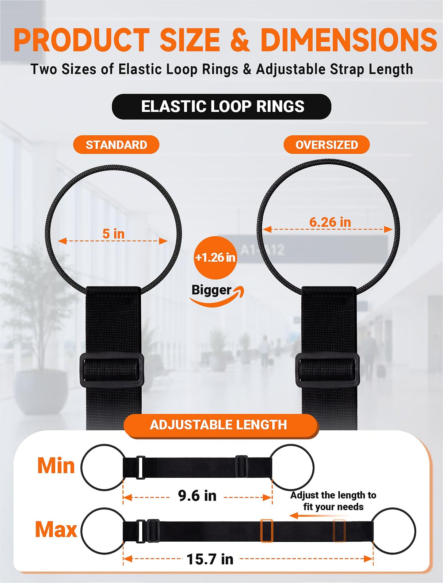 Luggage Strap Connector Set (2-Pack) – Elastic Ring Straps for Suitcases