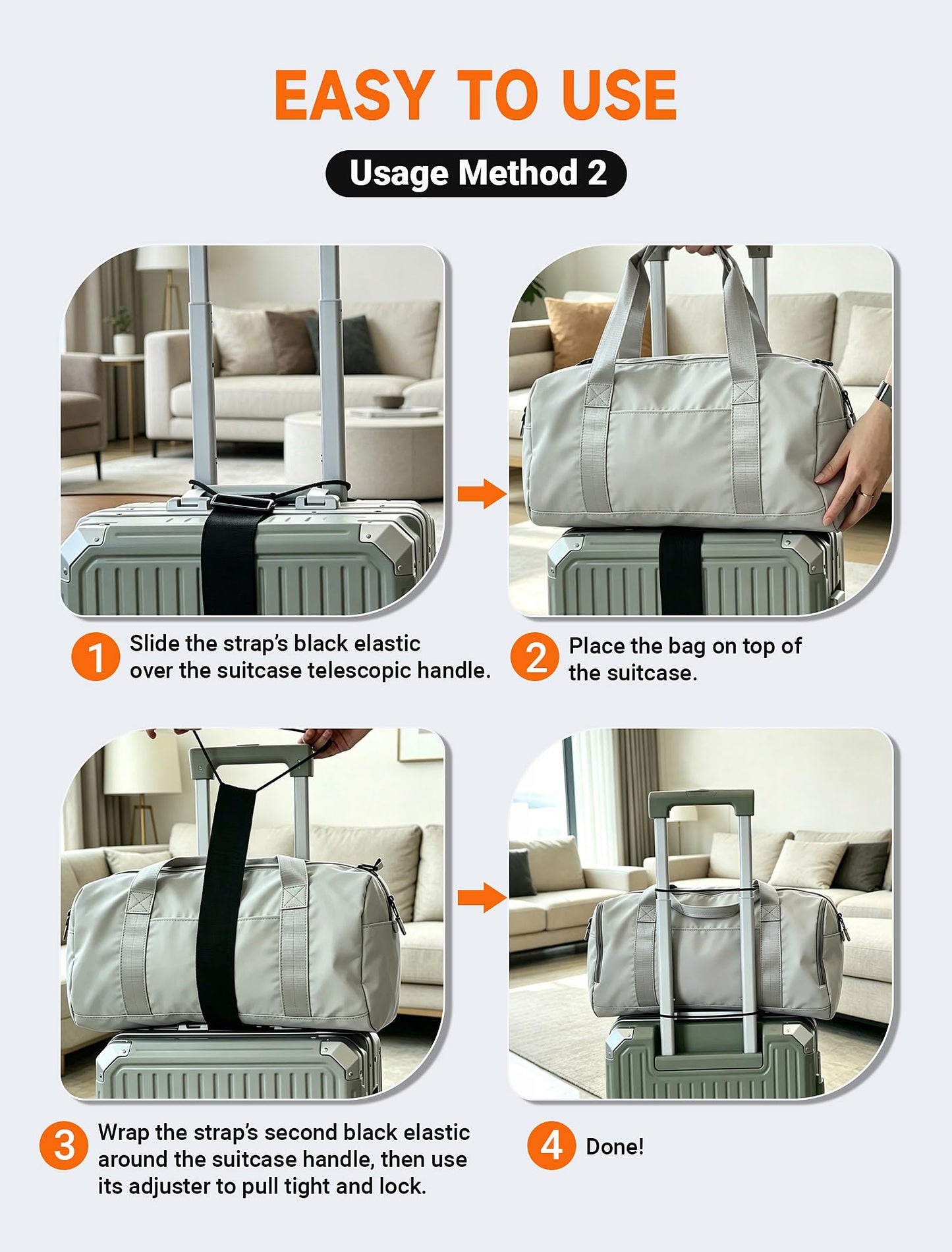 Luggage Strap Connector Set (2-Pack) – Elastic Ring Straps for Suitcases