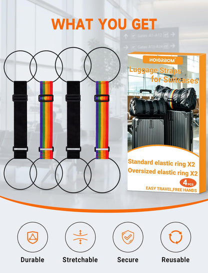 Luggage Strap Connector Set (2-Pack) – Elastic Ring Straps for Suitcases